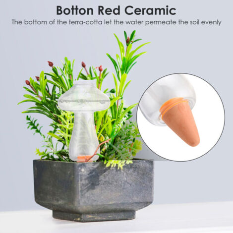 Arrosage Automatique Innovant 500ml pour Plantes Décoration - Système d’Hydratation Autonome en Plastique avec Base Terre Cuite Blanche/Pink (1/4)