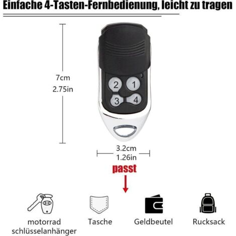Lot de 2 télécommandes à Code tournant Compatible avec Normstahl Crawford EA433 2KS, EA433 4KS, RCU 433-2, RCU 433-4, N002800, T433-4 EA433 2KM Micro 433,92 MHz