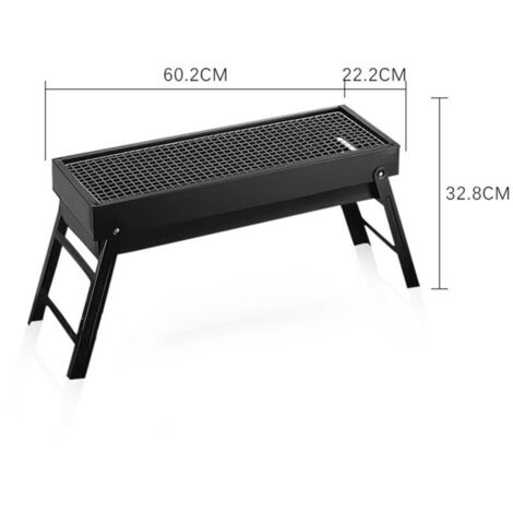 Barbecue Portatif Folding à Charbon sans Fumée Multifonction pour Camping Picnics (60.2x22.2x32.8cm) avec Grilles de Cuisson (1/3)