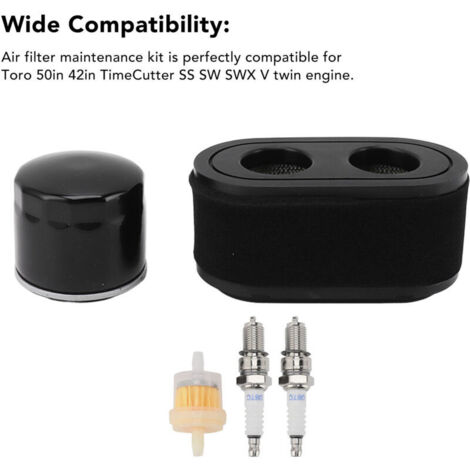 Kit d'entretien filtre à air 136 7806 + filtre huile 120 4276 + 2 bougies pour moteur V-twin Toro TimeCutter (1/4)
