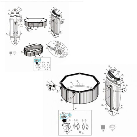 Couverture de Skimmer pour Piscine - Couvercle Round Plastique pour Modèle P6991 - Compatible Hydrium Steel Wall Pool - Diamètre 20cm
