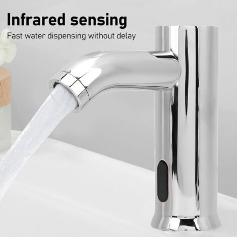 Robinet de Salle de Bain avec Détection Infrarouge G1/2 10-15cm Alimentation par 4 Batteries AA Sans Contact Commercial