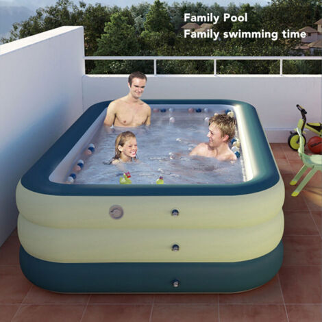 Piscine gonflable PVC triple épaisseur grand modèle pour enfants et adultes, espace aquatique familial extérieur, fête d'eau jardinété 184L