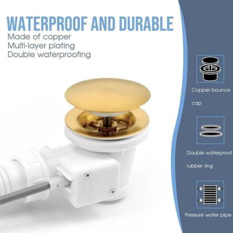 Vidage de baignoire L900 mm avec siphon haut débit et clapet métallique – Or