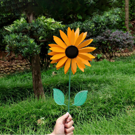 Girouette de jardin Tournesol en métal girouette rotative avec base de jardin et plug métal craft