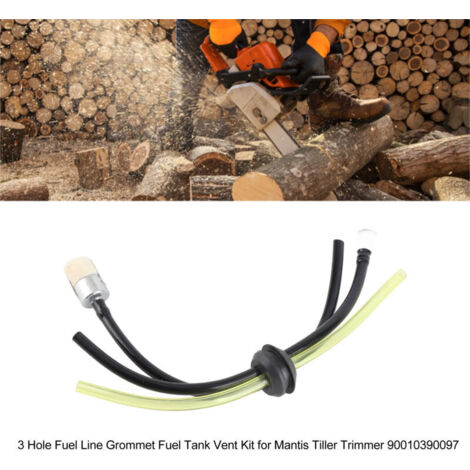 Joint de Ligne de Carburant à 3 Trous avec Kit de Ventilation pour Réservoir - Compatible Mantis Tiller/Trimmer 90010390097 - 1 Joint + 5 Vents en Caoutchouc et Plastique (1/4)