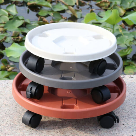 Plateau de Déménagement Épaissi - Plateau Rond avec Roulettes Mobile pour Pots et Jardinières - ABS Gris Modèle 300 (30cm) (1/4)