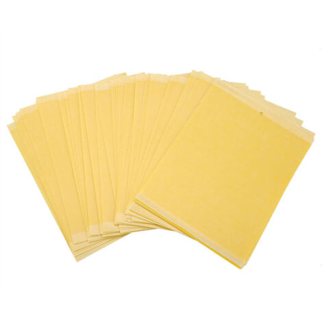 Ensemble de 50 pièces : Panneaux doubles à glue pour insectes (15x20 cm, PP jaune) avec attractant, fils de suspension et trous - pour serre, jardin et arbres fruitiers