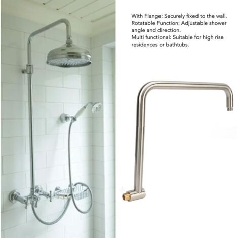 Extensions de Bras de Douche Brace S Flange Raccord Mur Bras Rotatif 360° Stainless Steel Poli Dimensions 33/37.5cm