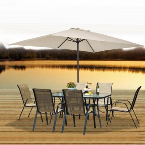 Housse de protection imperméable pour parasol de jardin patio extérieur XXL 200x300cm polyester double couche avec installation facile (1/4)