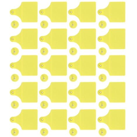 Étiquettes pour Oreilles d'Animaux Livestock Identification 10x7.6cm PP Jaune 20 Sets pour Bétail Porcs Ferme (1/4)