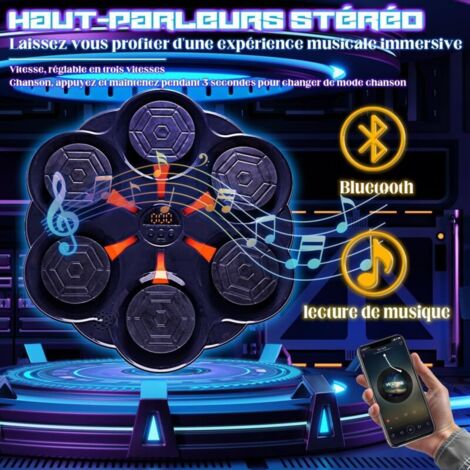 Machine de Boxe Musicale, Boxe Mural Musique Fixé au Mur, Bluetooth Music Boxing Machine Lumières Colorées, Machine Boxe Musicale Adulte pour L'entraînement Physique à Domicile