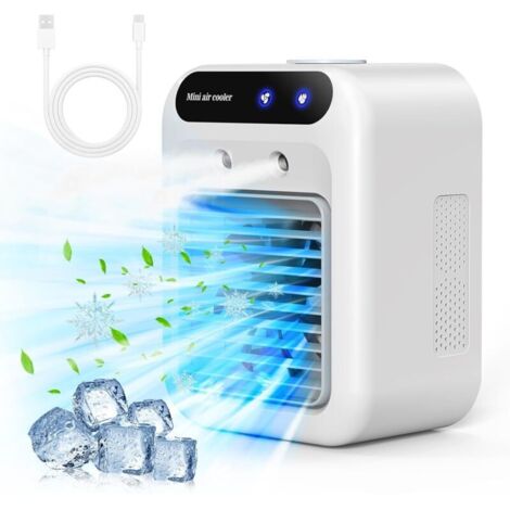 Climatiseur portable silencieux – Rafraîchisseur d'air 500 ml – 2 vitesses et 2 modes de brumisation – Rechargeable USB pour espaces confinés