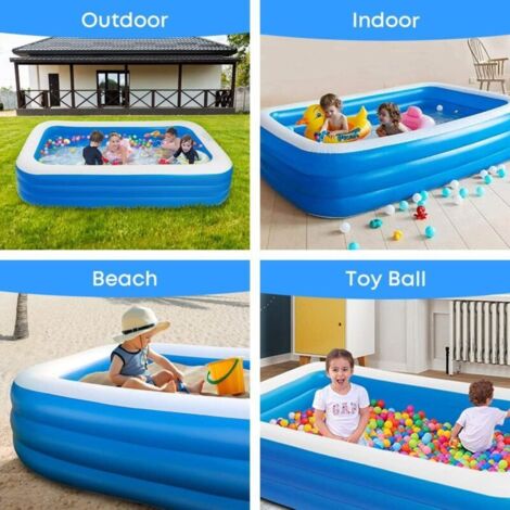 Piscine gonflable rectangulaire à 3 anneaux pour enfants, tout-petits et adultes, piscine intérieure et extérieure, 150 cm