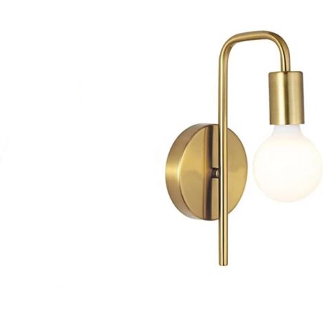 Applique murale dorée minimaliste pour salle de bain – Métal laiton brossé – Douille E26 – Compatible ampoules LED – Dimensions 19x12cm