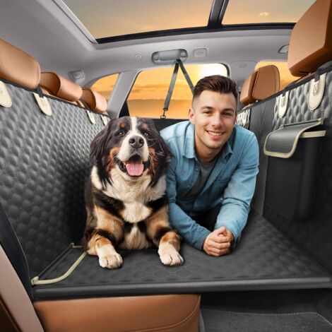 Housse de siège arrière pour chien – Extension 160 x 132 cm – Imperméable 6 couches – Protection complète avec sangles de sécurité
