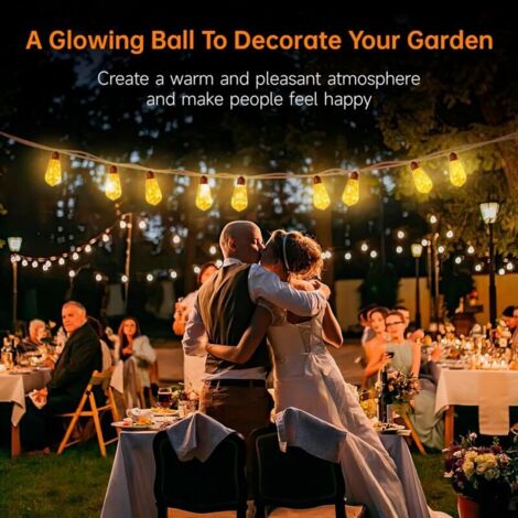 Guirlande lumineuse d'extérieur, guirlande lumineuse solaire avec 16 ampoules, corde de chanvre de 8,3 m, 8 modes, étanchéité IP65, télécommande et chargement USB, convient pour jardin, terrasse, bist