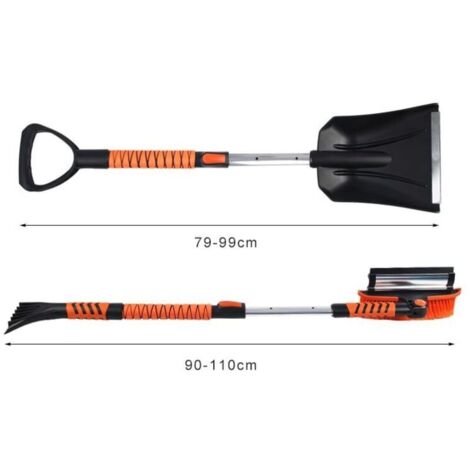 Brosse à neige extensible avec grattoir à glace + pelle à neige pour voitures, camions, SUV, véhicules