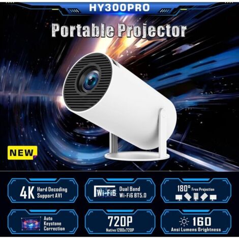 Vidéoprojecteur 4K portable WiFi 6 – Android 11 – Correction trapézoïdale automatique – Écran 40-130 pouces – Bluetooth 5.0 - 1080P