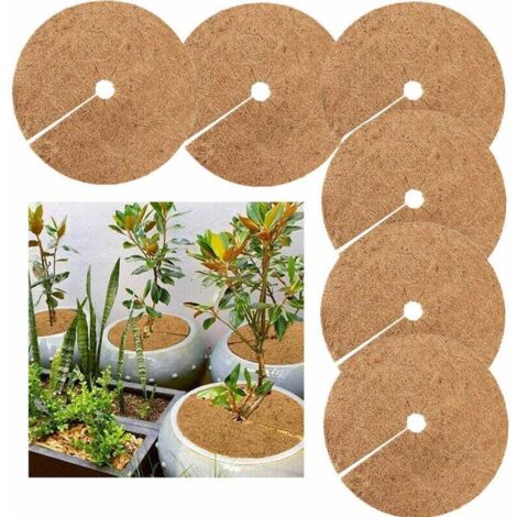 Disques de paillage en fibre de coco biodégradables – Lot de 6 pièces – Diamètre 20 cm – Protection hiver plantes en pot (1/5)