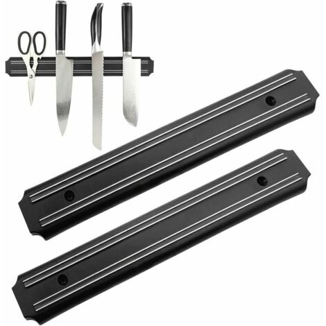 Porte couteaux aimanté cuisine 2 pieces 38 cms barre magnetique couteaux outils barre aimantée porte couteaux aimant couteau mural support couteaux aimanté barre aimantée (1/5)