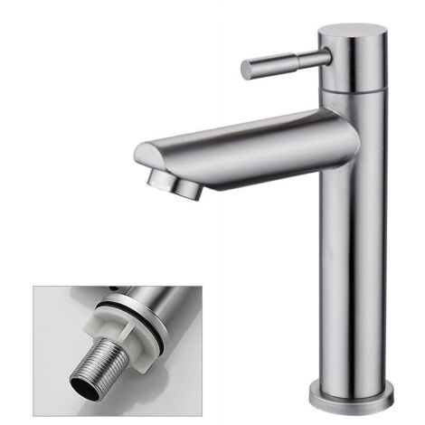 Robinet de salle de bain eau froide – Cuivre durable avec finition chromée – Cartouche céramique intégrée – Contrôle à levier unique