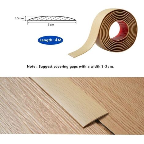 4M Bande de Seuil Barre de Seuil Auto-adhésive PVC Barres de Transition de Seuil Bande de Transition Sol pour Les Espaces Entre les Carreaux,les Sols en Bois, 5cm Grain de Bois Beige