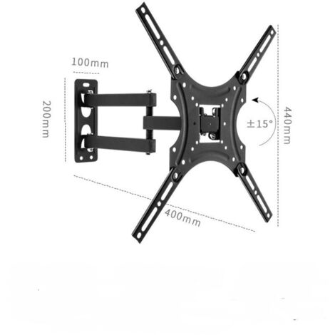 Support mural TV extensible et pivotant X400, compatible avec les téléviseurs de 14 à 55 pouces, rotation complète, acier robuste, distance 65–415 mm