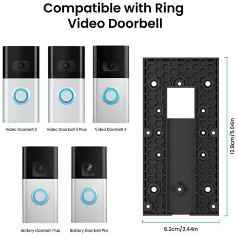 Lot de 2 supports de sonnette adhésifs sans perçage compatibles avec Ring Video Doorbell 4/Battery Doorbell Plus/Pro, accessoires de montage de porte pour appartements, bureaux, maisons