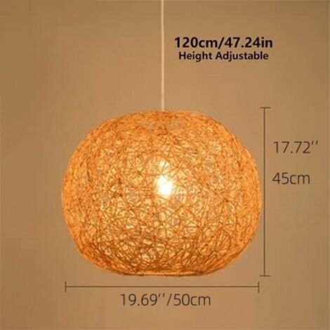 [Très grand]Suspension en Rotin Naturel Lustre Tissé À La Main Îlot De Cuisine Lampe Suspendue Ferme DropLights Café Librairie Couloir Luminaire (1/3)