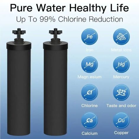 Lot de 2 filtres à charbon actif de 7 pouces, remplacement pour filtre à eau, filtre à charbon actif noir, compatible avec la plupart des filtres à gravité (5,08 cm par paquet)