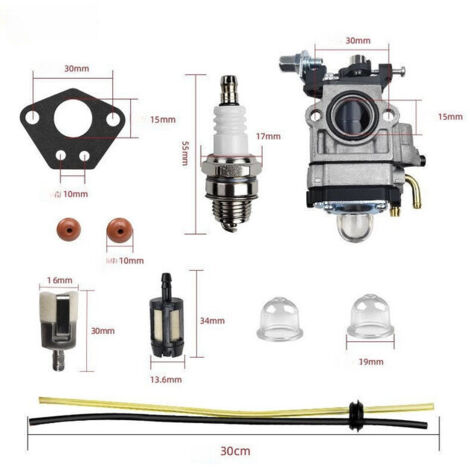 Carburateur Débroussailleuse 40-5 43 52CC BC520 CG430 Carbu Kit Carbu avec Joint Tuyau, Bougie et Filtre à Essence