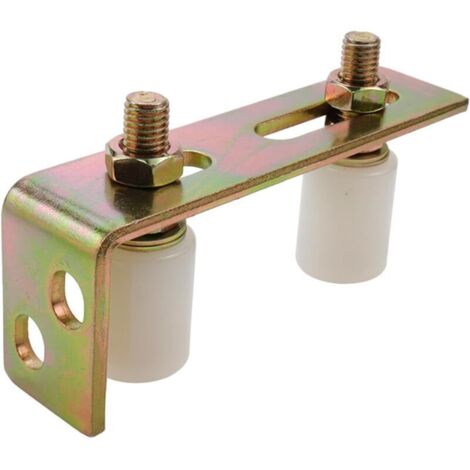 Rouleau de guidage de portail coulissant avec support de poteau en L, support d'assemblage de portail à double rouleau en nylon réglable pour portails roulants coulissants