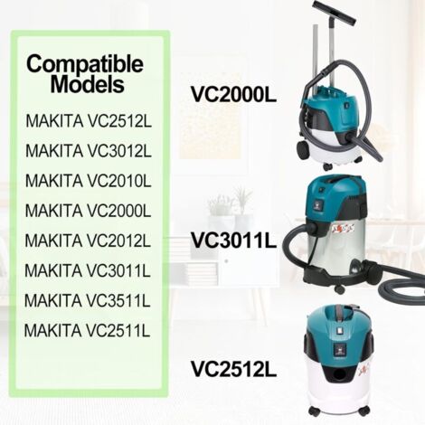 12 sacs d'aspirateur compatibles avec Nilfisk Alto Aero 20/21/25/26/31/VL200 et MAKITA VC2010L/VC2511L/VC2512L/VC3011L/Type DSM 42