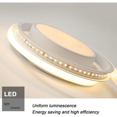 Plafonnier LED de style minimaliste pour chambre à coucher, escaliers, balcons et entrées – Double rond blanc avec spots, changement de trois couleurs-32W