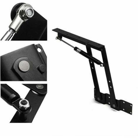 Compas pour meuble et coulisseau,2 Pièces Pliage Ascenseur Lift Up Ressort Mécanisme de Plateau pour Meubles Accessoires Table de Fixation Charnière (Noir)