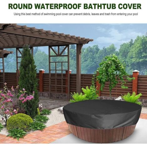Bâches et accessoires Couvercle du Spa Piscine Ronde Housse de Protection en Plein Air Spa Couvre Gonflable Piscine Couverture Protecteur (19090cm,noir)