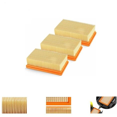 Pack de 3 filtres plissés Karcher MV4 MV5 MV6 WD4 WD5 WD6 – Filtration HEPA pour aspirateur humide et sec – Installation sans outil – Thsinde