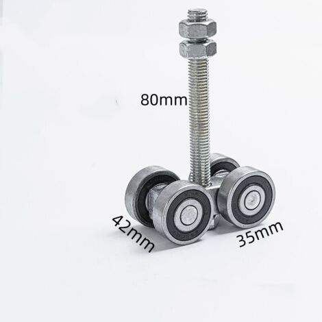 Ensemble de Chariots à Roue pour Porte Coulissante Galets en Fer Galvanisé Antirouille Capacité 50 Kg Format Compact Blanc Adapté aux Profilés Hauts et Usage Extérieur