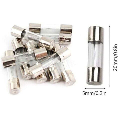100 fusibles en verre 5x20mm en boite Fusible 0.2A  20A fusible 0,2A  20A, 100 pièces dans une boîte