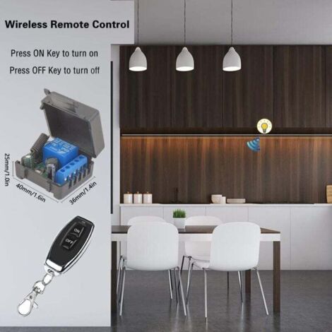 Commutateur De TéLéCommande Sans Fil 433mhz ,5v 12v 24v 1 Canal Radio Commande Relais RéCepteur Avec 1 éMetteur Porte-CléS Contacts Sans Potentiel ContrôLeur De Relais
