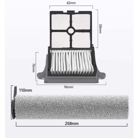 Ensemble d'accessoires pour Aspirateur Tineco Floor One S7 Pro - S6, 2 Rouleaux Brosses et 2 Filtres HEPA pour Floor One S7 Pro, Kit d'accessoires pour Aspirateurs Secs et Humides Sans Fil