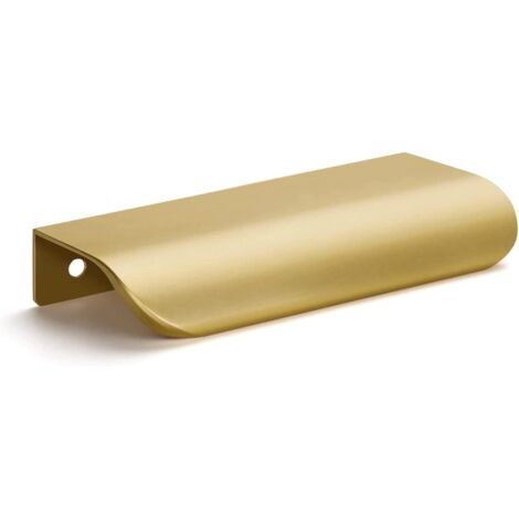 Poignée de meuble cuisine invisible en alliage d’aluminium, finition or mat, entraxe 128mm, longueur 150mm, design moderne