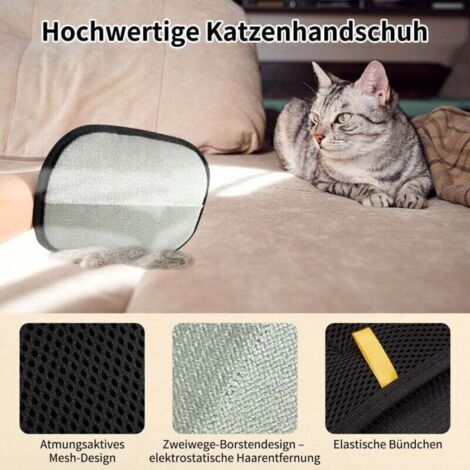 2 Pièces Gant Poil Chat, Double Face Brosse Poils Animaux, Réutilisable Brosse Anti Poils Animaux pour Lavage DémêLage Et Toilettage, Gant Brosse Chat pour Canapé Meubles Tapis Siège Auto