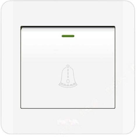 Bouton de sonnette extérieur, interrupteur de sonnette 220-250V avec panneau en verre trempé. Blanc1，3.38 pouces de diamètre