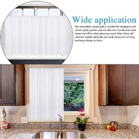 Barres de Vitrage Extensible Tringle Rideau Sans Percage pour Fenetre Pvc pour de Tringle à Rideau Adhésive (4PCS-40-60CM)