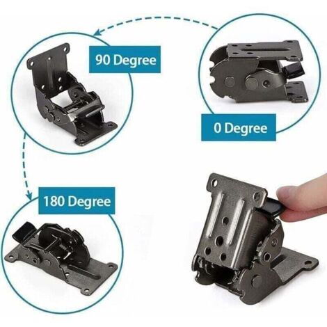 0-90-180 Degrés Charnière Pliante Autobloquante le Panneau D'extension de Table Rabattable Support Pliable Raccords pour Établi Pliant en Fer avec Bronze Foncé Paquet de 4