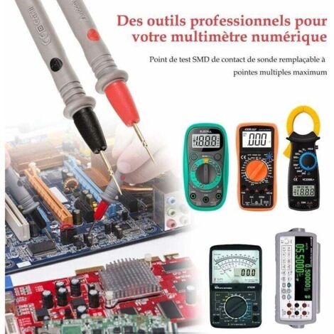 2 Paire PT1005 1000V 10A Pointe de Touche Multimetre Fine, Embout Fils De Test, Pointe MultimèTre Fils De Test De Sonde MultimèTre NuméRique, CâBle multimetre De Test Fil Sonde Crocodiles Fils De Test