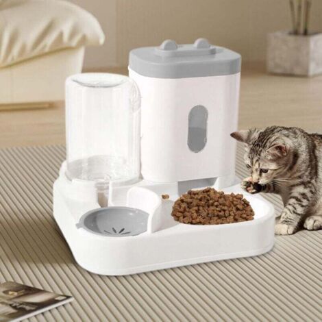 Grid Cool – Distributeur de croquettes automatique 2 bols – Gamelle d'eau et nourriture – Capacité 2,3 L et 1 L – Pour chats et chiens de petite taille
