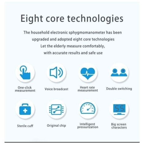 Tensiomètre électronique  pour le bras - Tensiomètre intelligent professionnel, détection des arythmies, brassard ajustable et écran LCD rétroéclairé (pile non incluse)